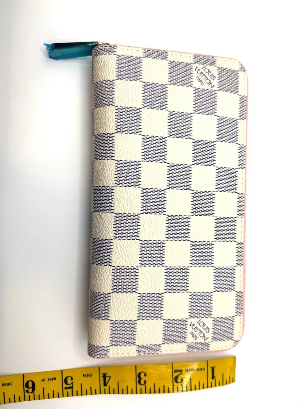 Checkered Wallet in Ivory and Grey